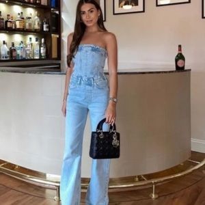 Zara NWT denim corset jumpsuit